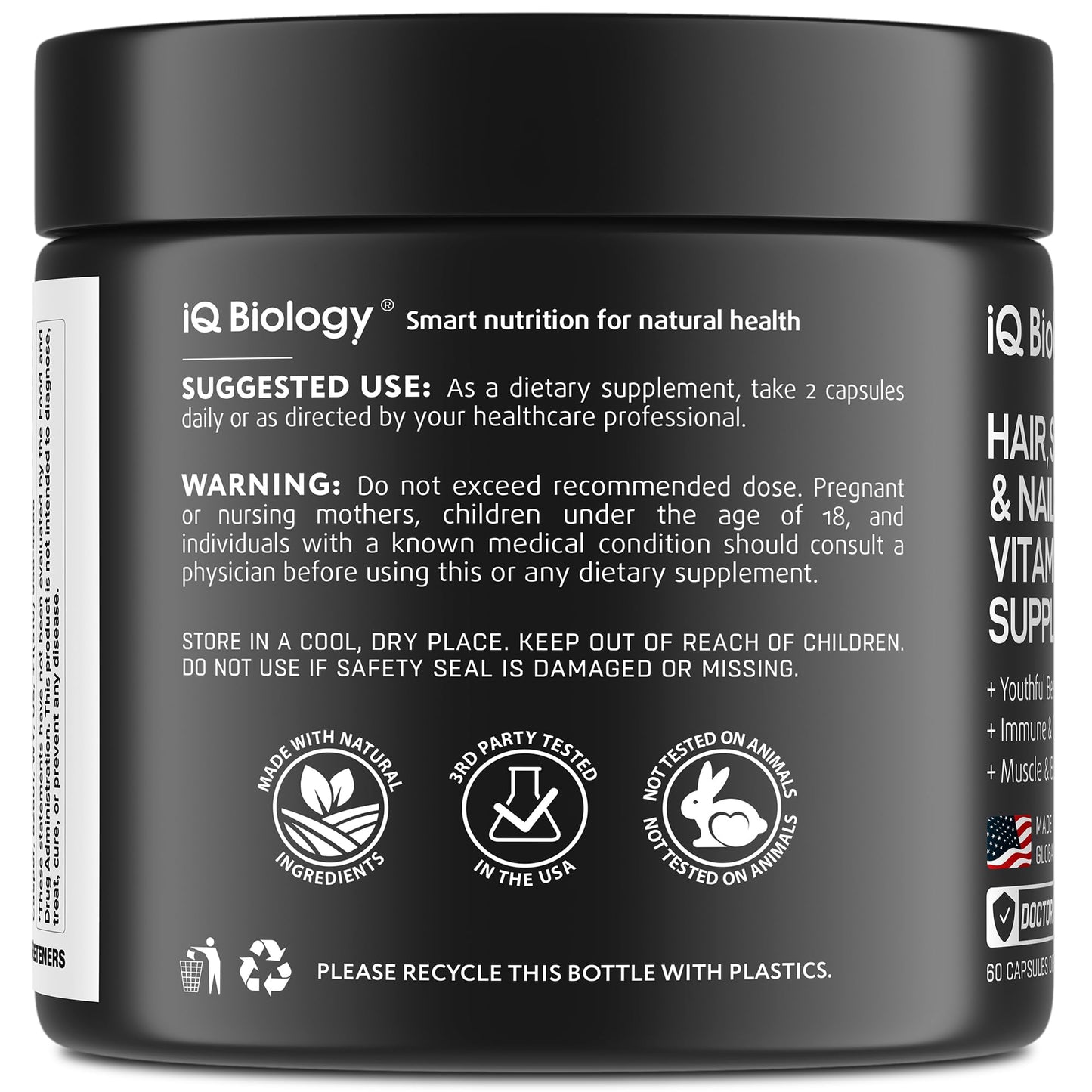 Vitaminas para cabello piel y uñas IQ BIOLOGY 60 cápsulas