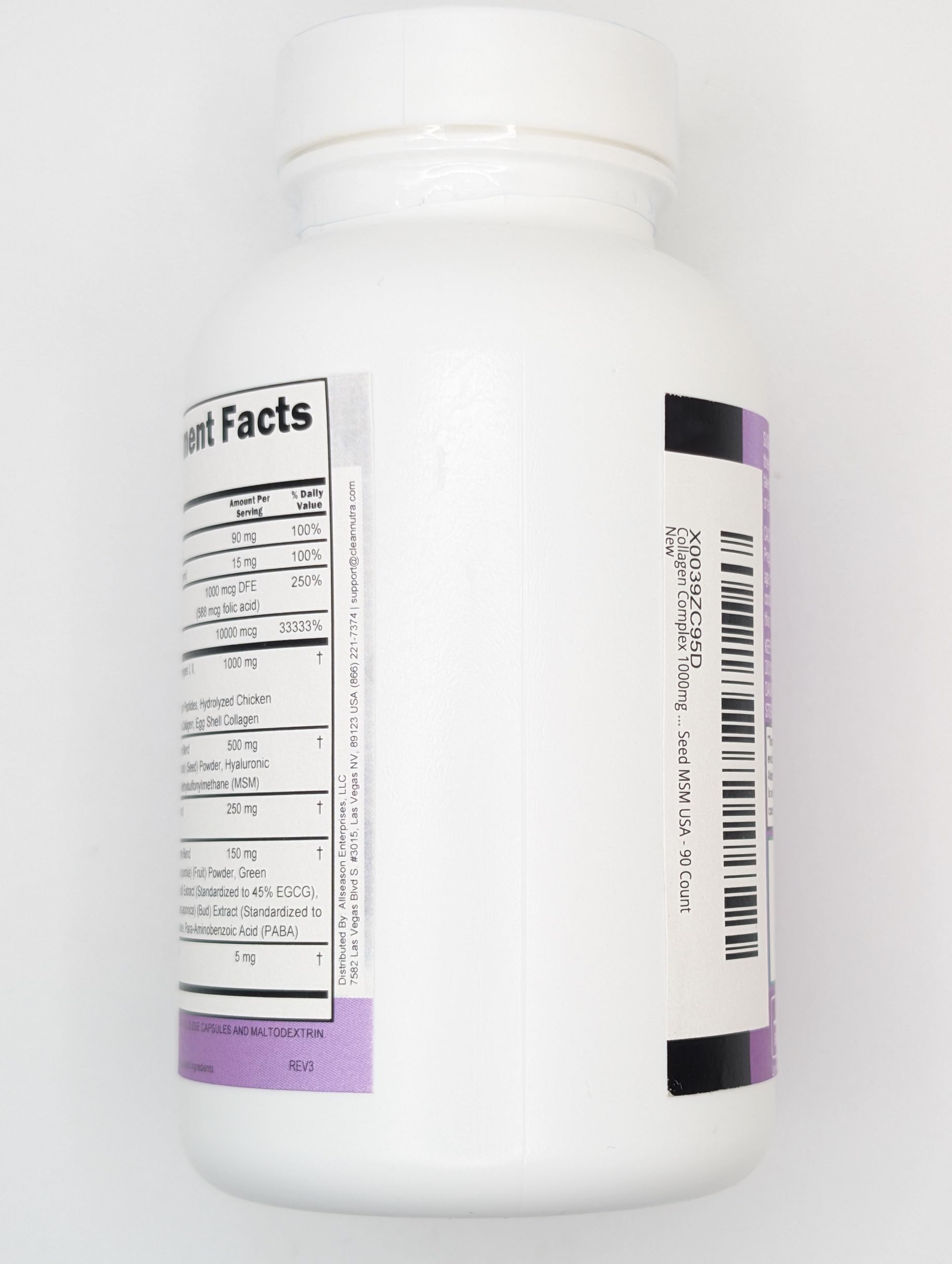 Vitaminas Clean Nutraceuticals frasco de 90 cápsulas para cabello piel uñas