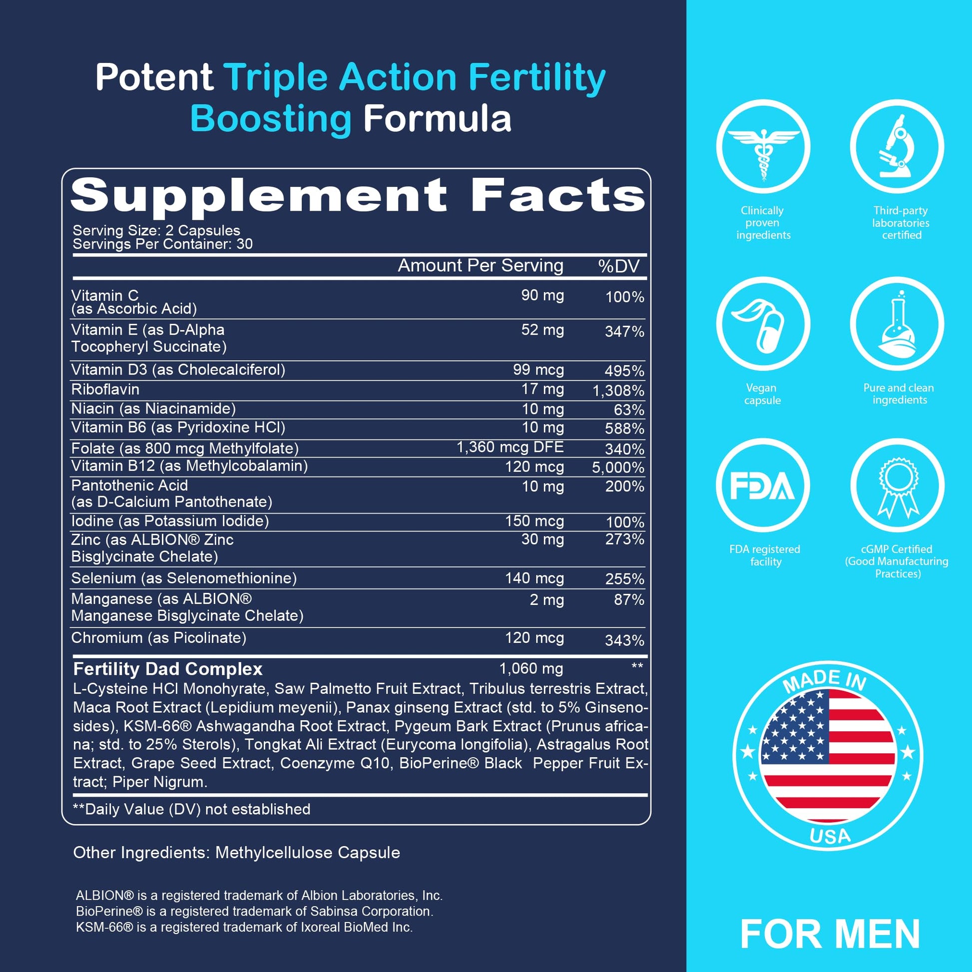 Vitaminas cobertura completa para fertilidad en hombres y mujeres