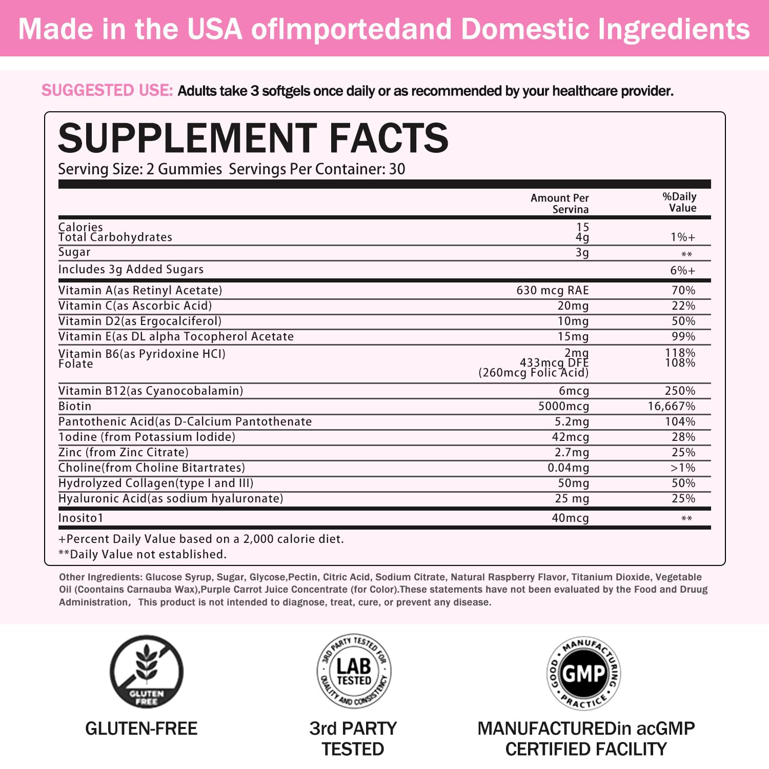 Vitaminas de crecimiento capilar Montue de origen vegano.