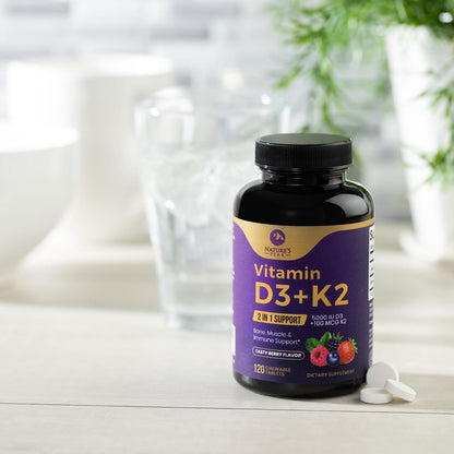 Vitaminas d3 y k2 comprimidos masticables natures peak
