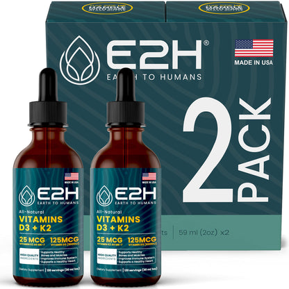 Vitaminas d3 y k2 e2h earth to humans gotas líquidas