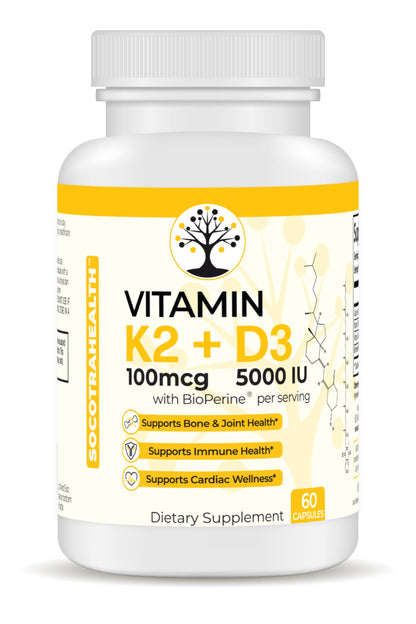Vitaminas D3 K2 y Magnesio para apoyo óseo Socotra Health
