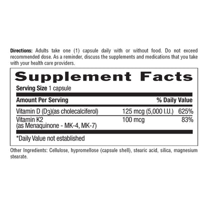 Vitaminas d3 k2 veganas Country Life para salud cardiovascular