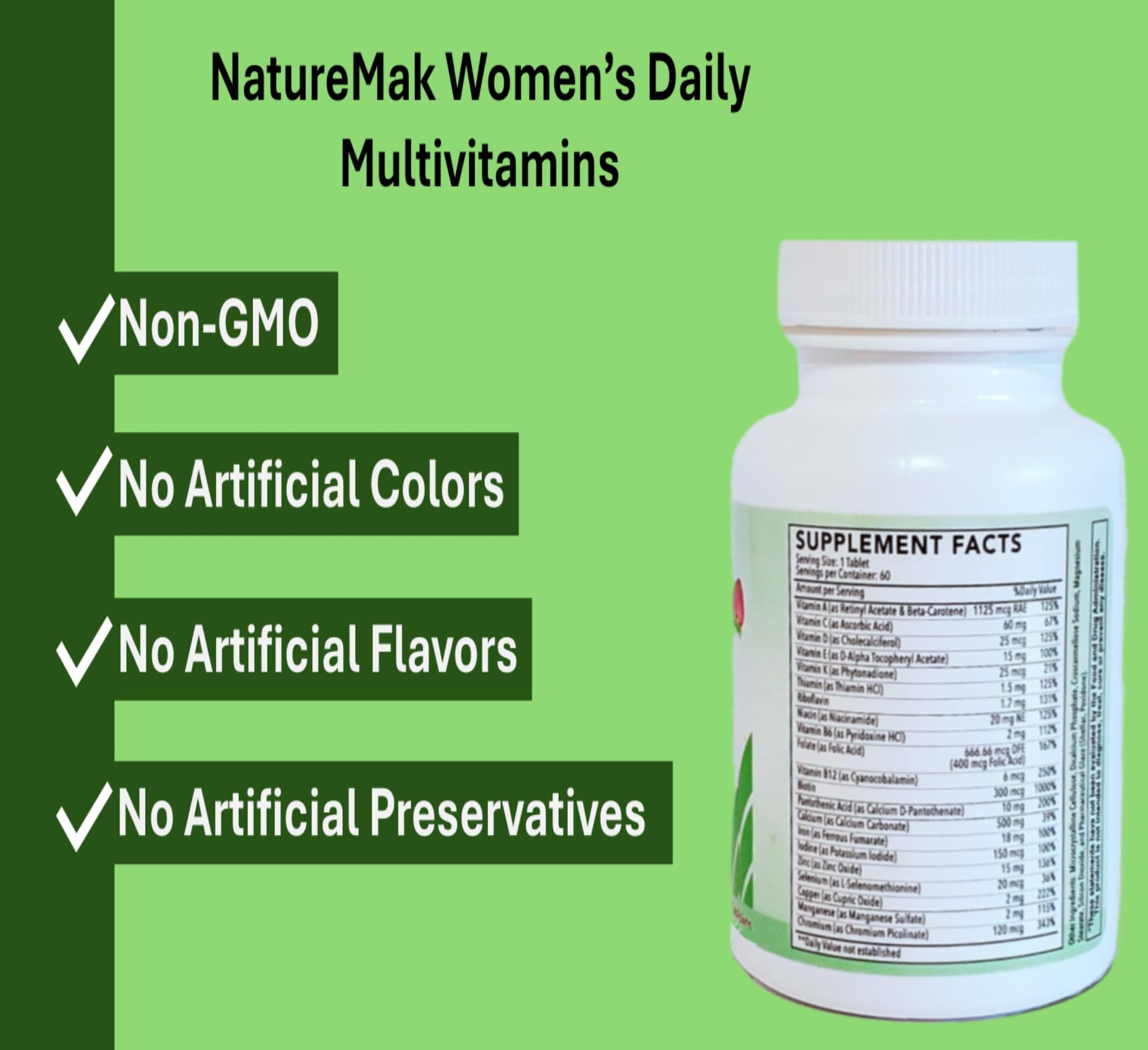 Vitaminas diarias NatureMak para salud de hombres.