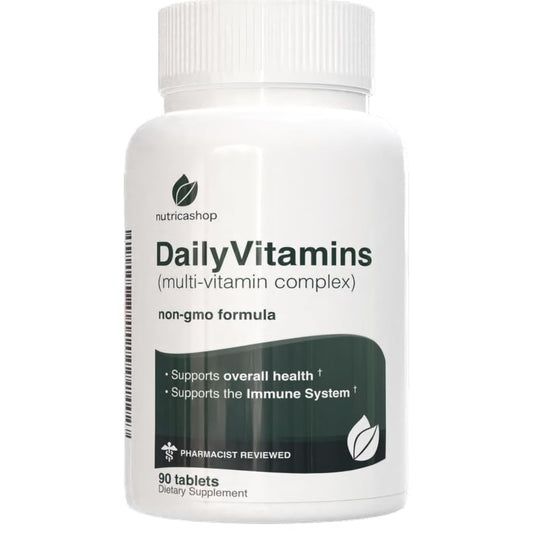 Frasco de Vitaminas Diarias NUTRICASHOP en 90 unidades
