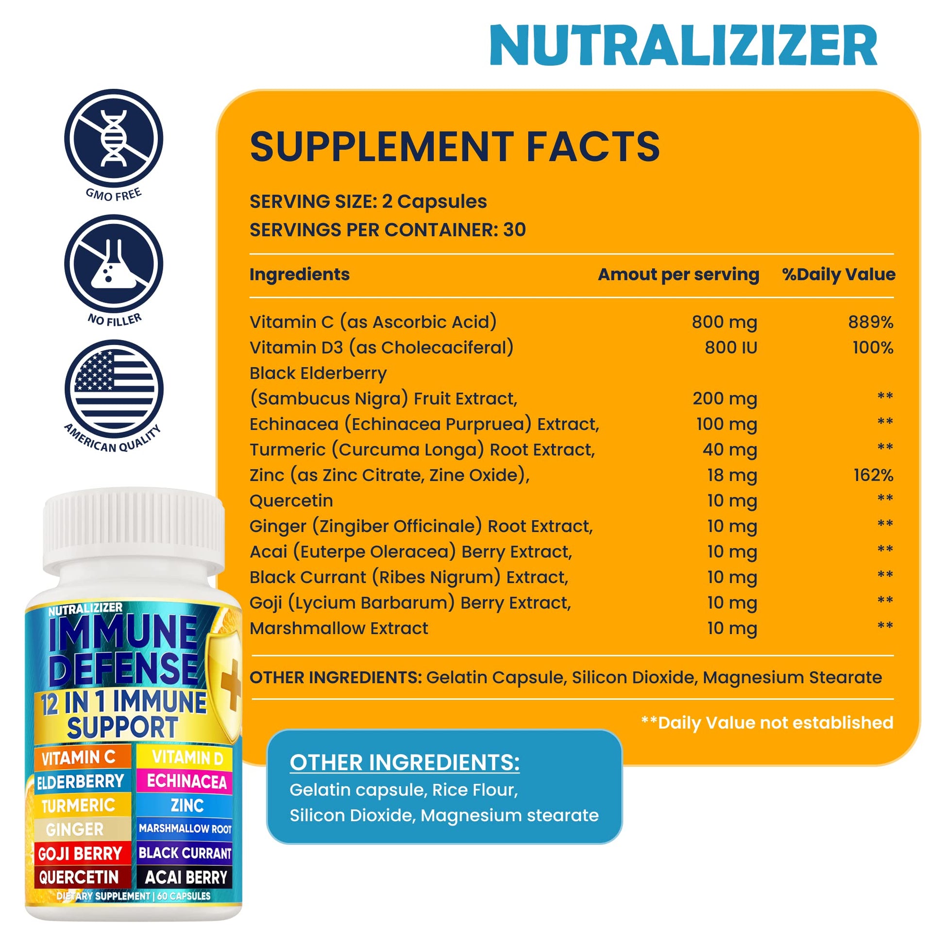 Vitaminas con echinacea, jamaica y jengibre Nutralizer suplemento