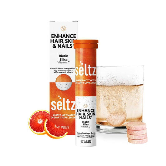 Frasco de vitaminas efervescentes Seltz para cabello piel uñas