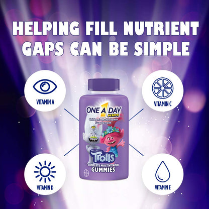 Vitaminas esenciales en gomitas multivitamínicas Trolls