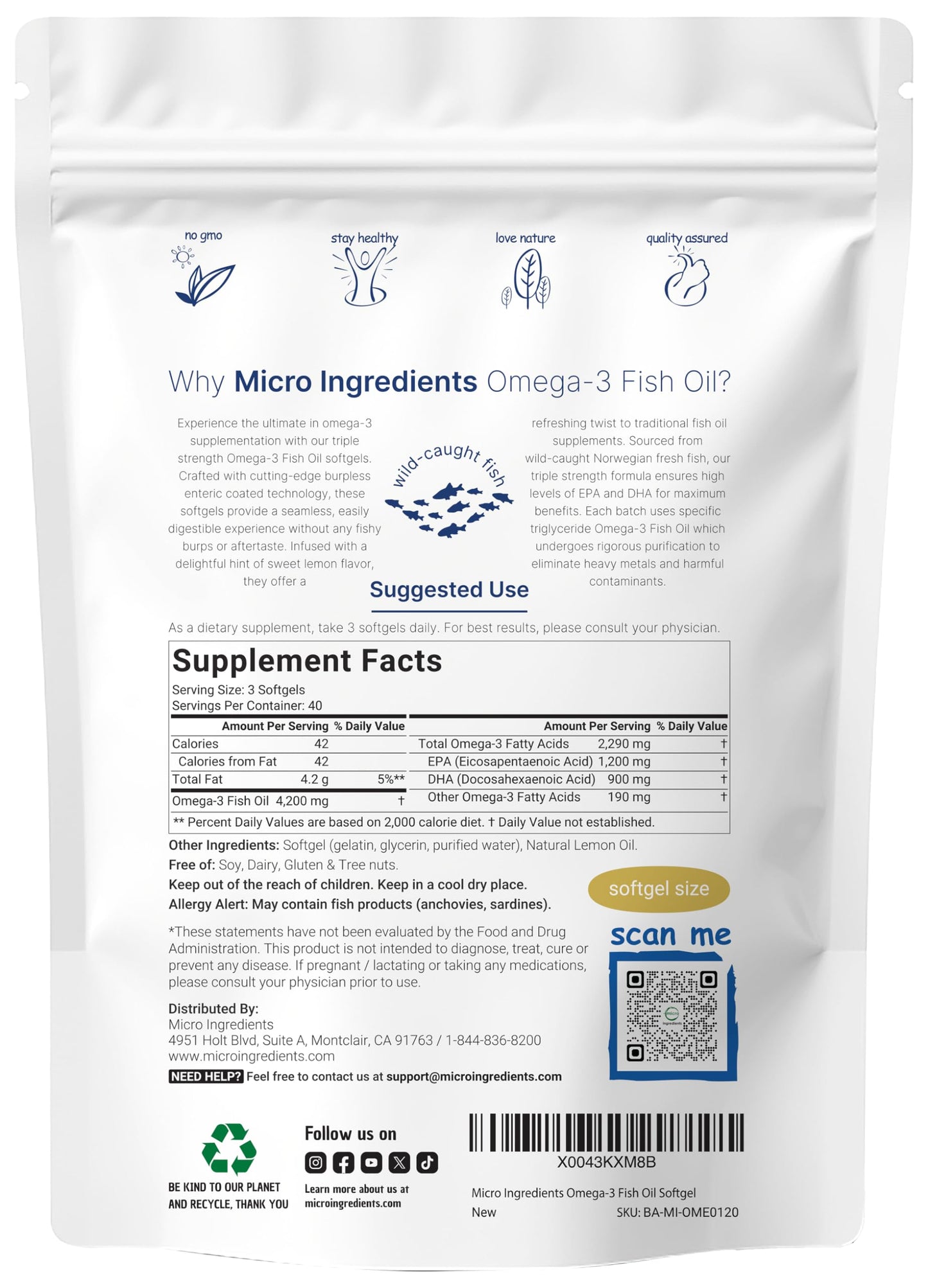 Vitaminas esenciales Micro Ingredients D3 K2 y aceite pescado omega-3