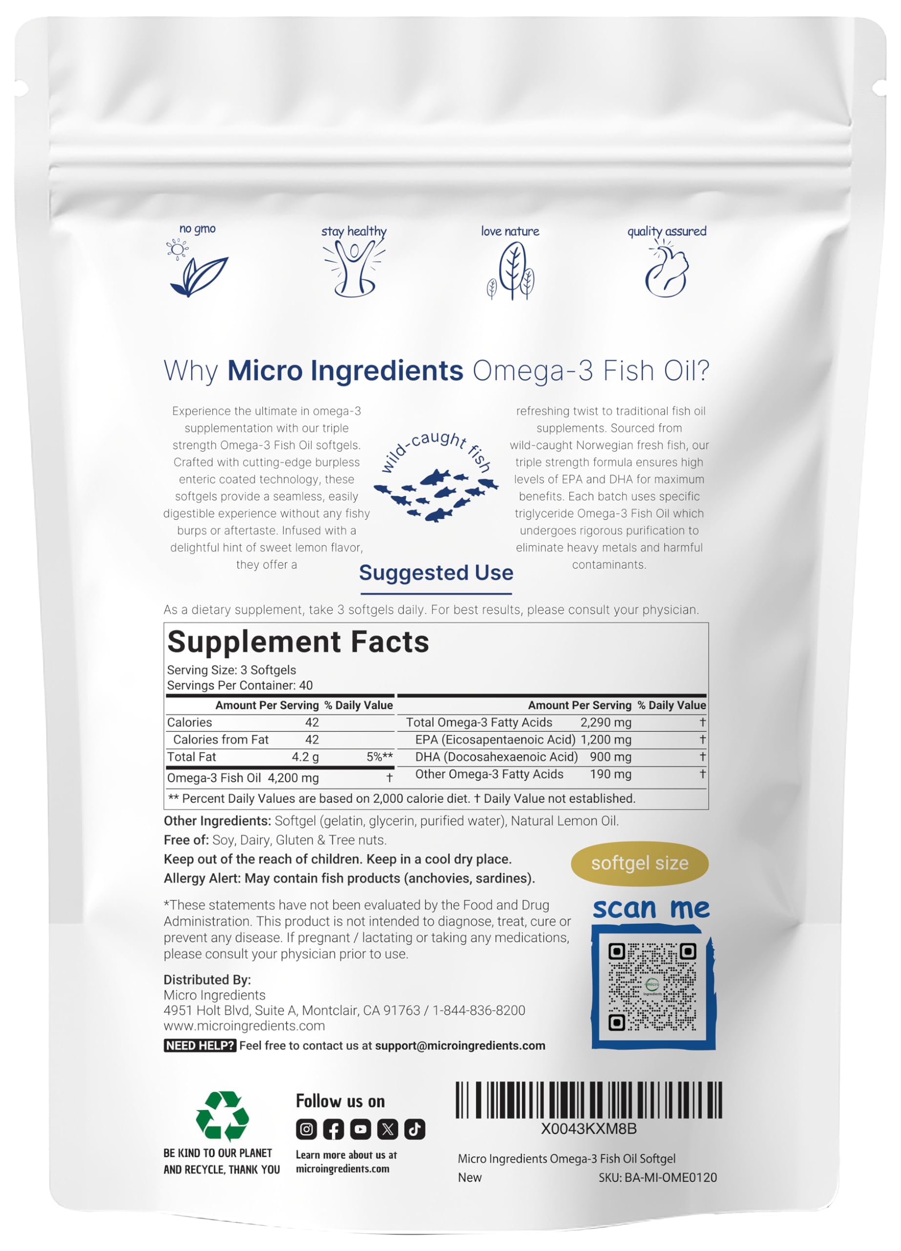 Vitaminas esenciales Micro Ingredients D3 K2 y aceite pescado omega-3