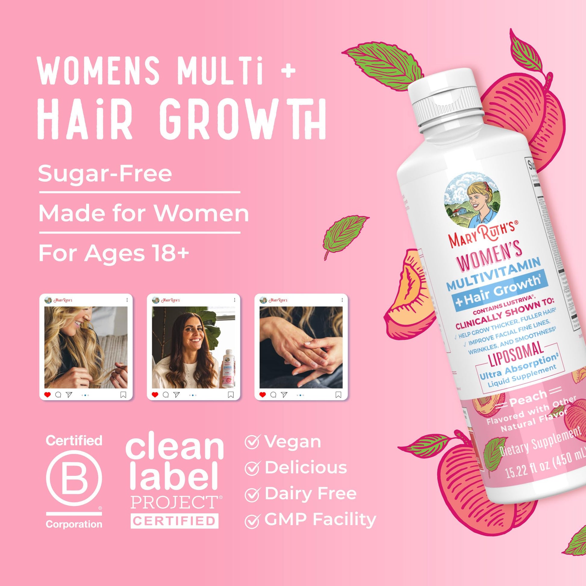 Vitaminas esenciales en el multivitamínico MaryRuth para mujeres