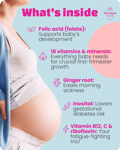 Vitaminas esenciales The Mom Club primer trimestre para embarazadas