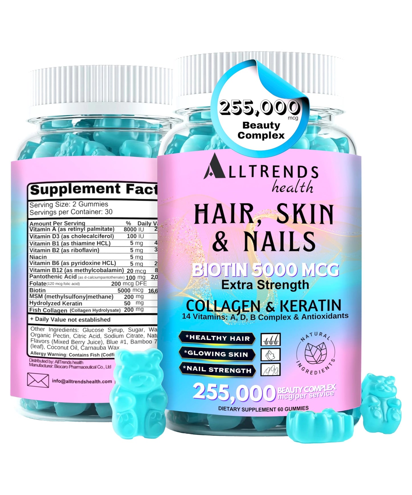 Vitaminas en gomitas para cabello piel y uñas Alltrends Health