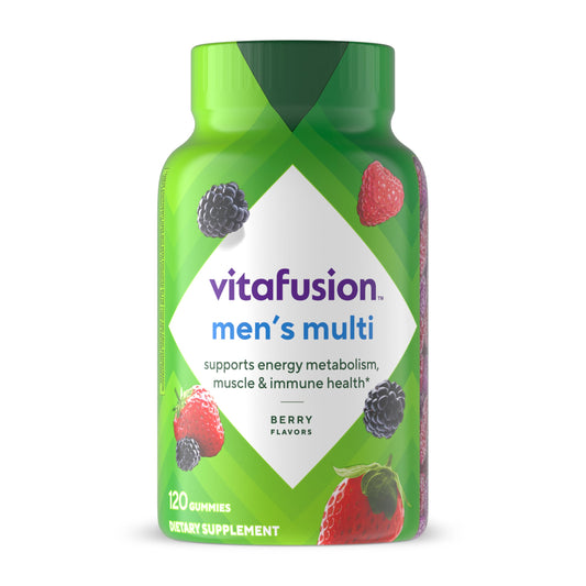 Botella de vitaminas gomitas Vitafusion sabor bayas para hombres