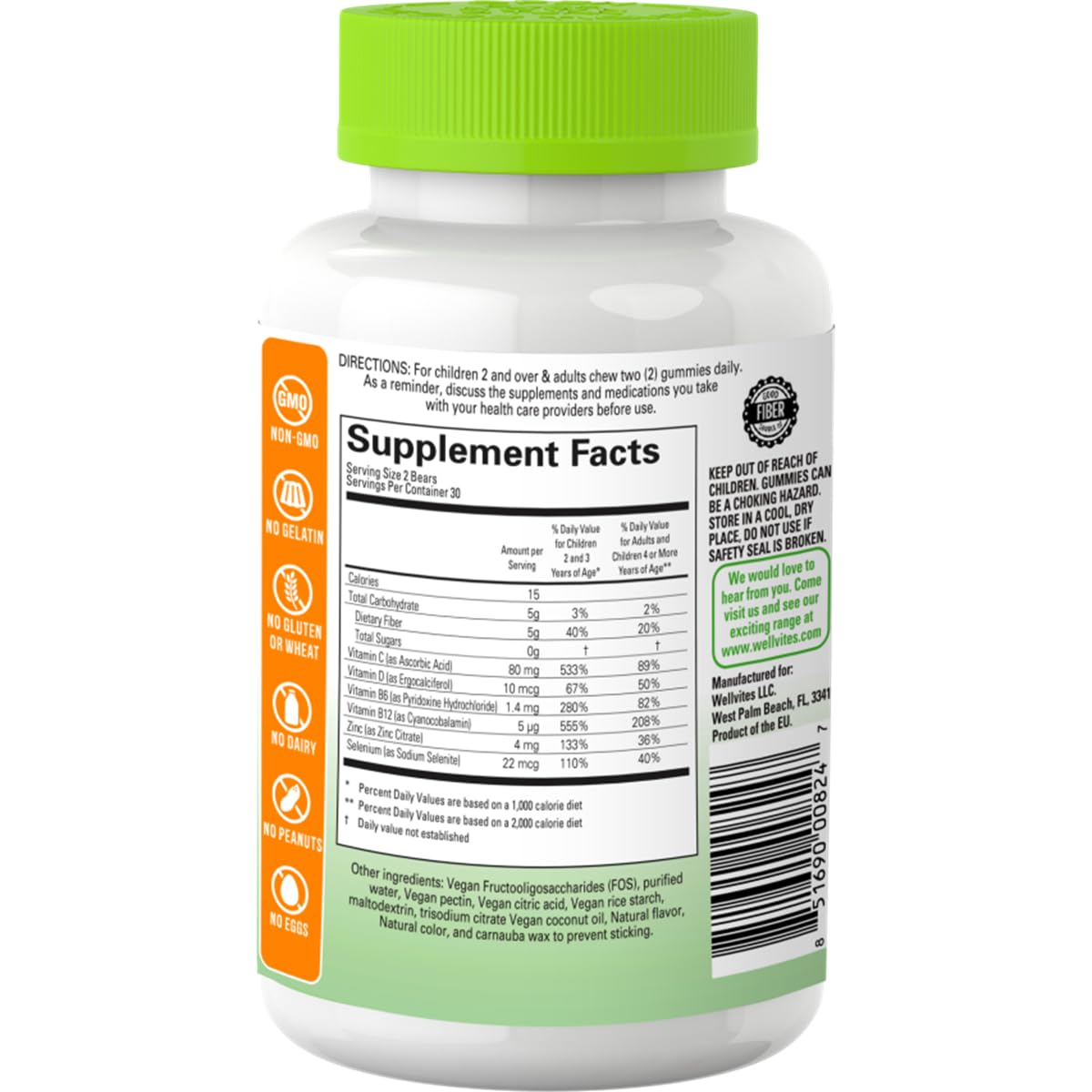 Vitaminas gomosas Wellvites vegan para niños fortalecen huesos