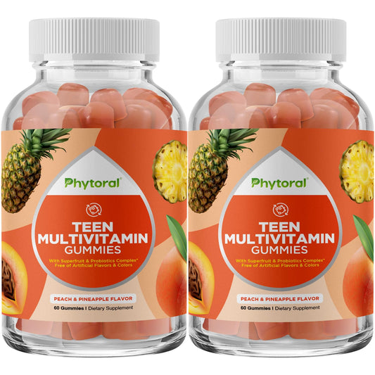 Frascos de vitaminas gummy para adolescentes, paquete de 2