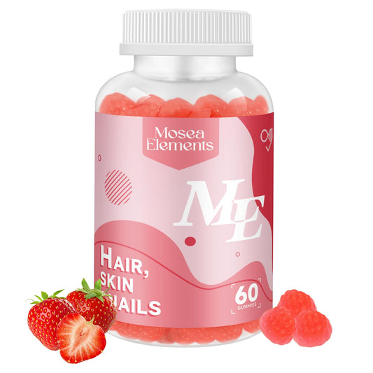 Botella de vitaminas gummy para cabello piel uñas MOSEA ELEMENTS