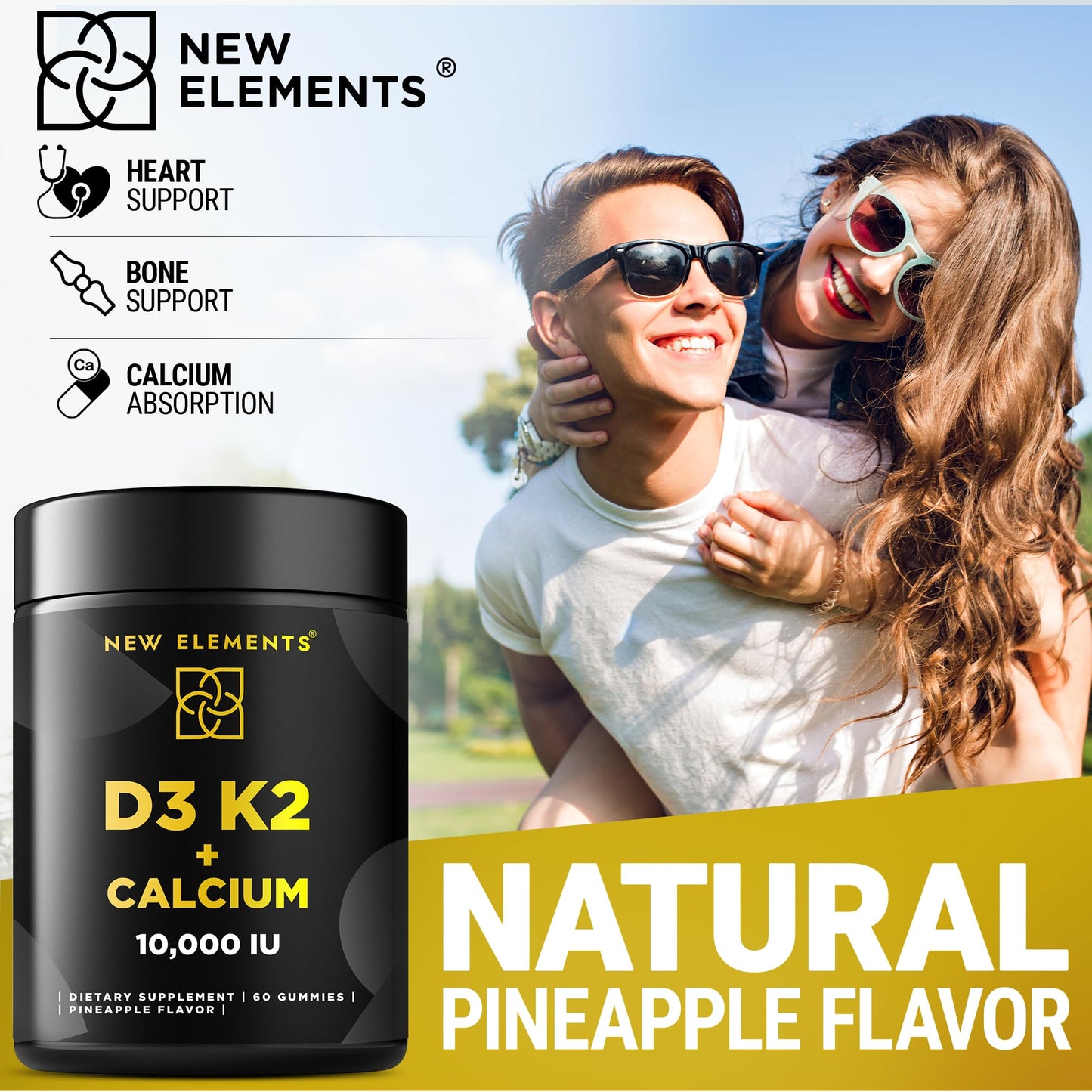 Vitaminas para huesos con D3 K2 y calcio