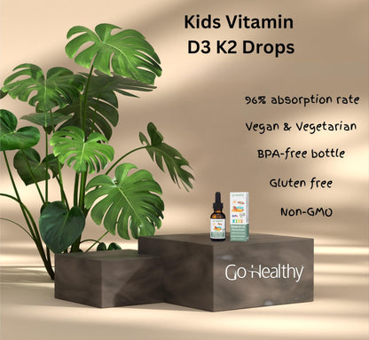 Vitaminas líquidas D3 K2 Go Healthy para crecimiento y salud