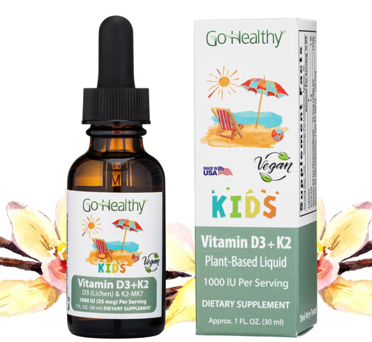 Vitaminas líquidas D3 K2 Go Healthy para niños sabor vainilla