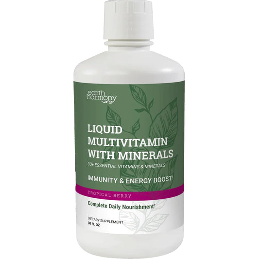 Frasco de vitaminas líquidas Earth Harmony con sabor a baya tropical