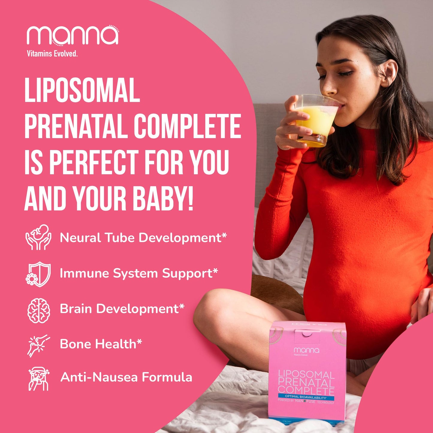 Vitaminas líquidas prenatales Manna absorción avanzada