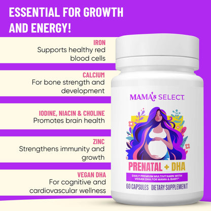 Vitaminas Mama's Select con MTHFR y apoyo prenatal completo