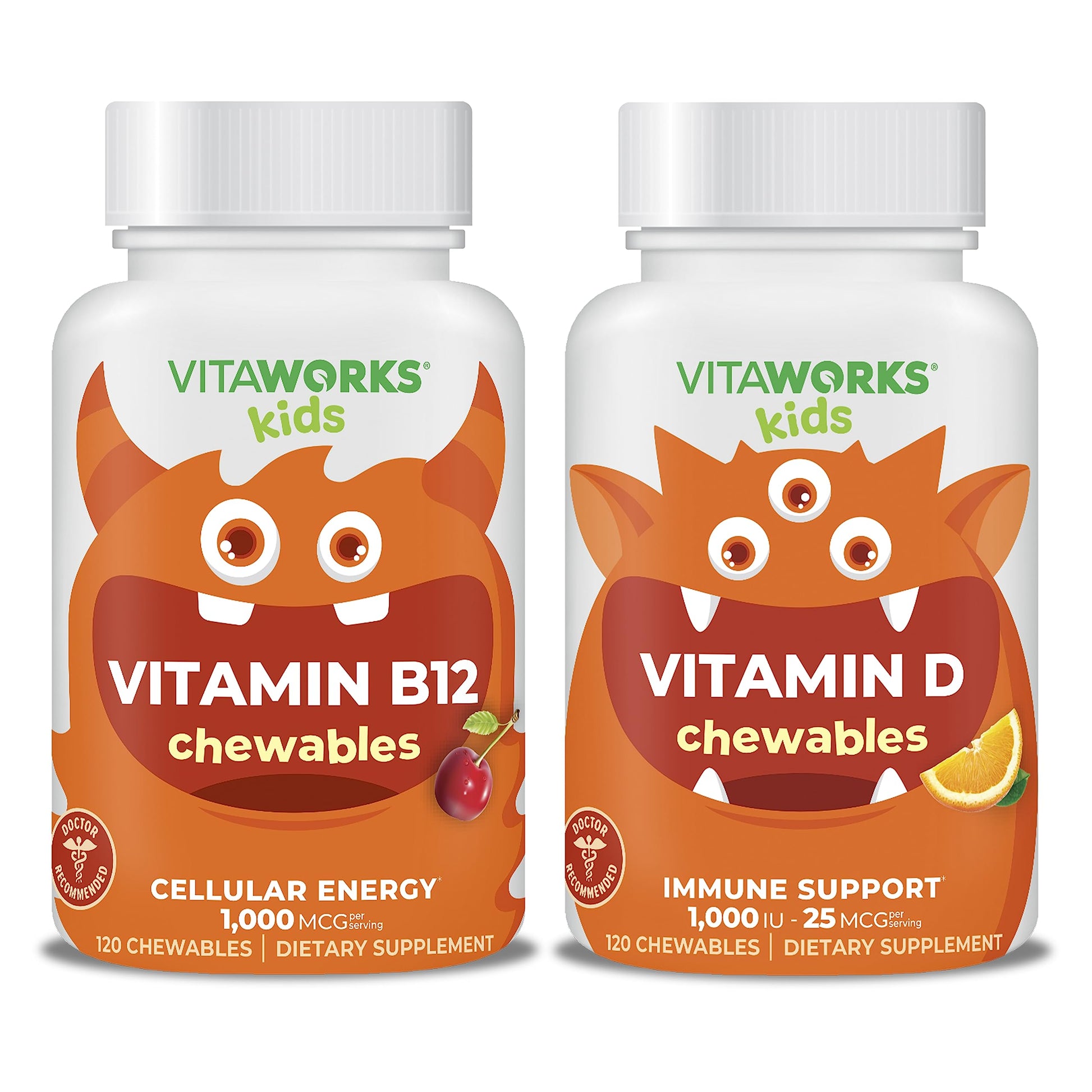 vitaminas masticables b12 d3 niños vitaworks frasco
