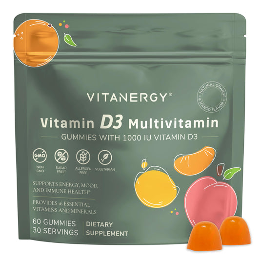 Vitaminas masticables Vitanergy D3 K2 sabor mango y naranja