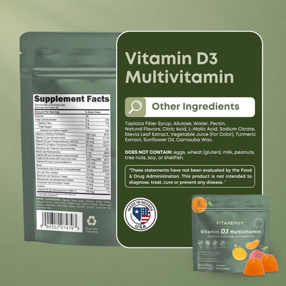 Vitaminas masticables Vitanergy D3 K2 para salud ósea