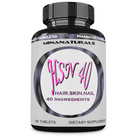 Botella de vitaminas MINANATURALS HSN 40 para cabello piel y uñas