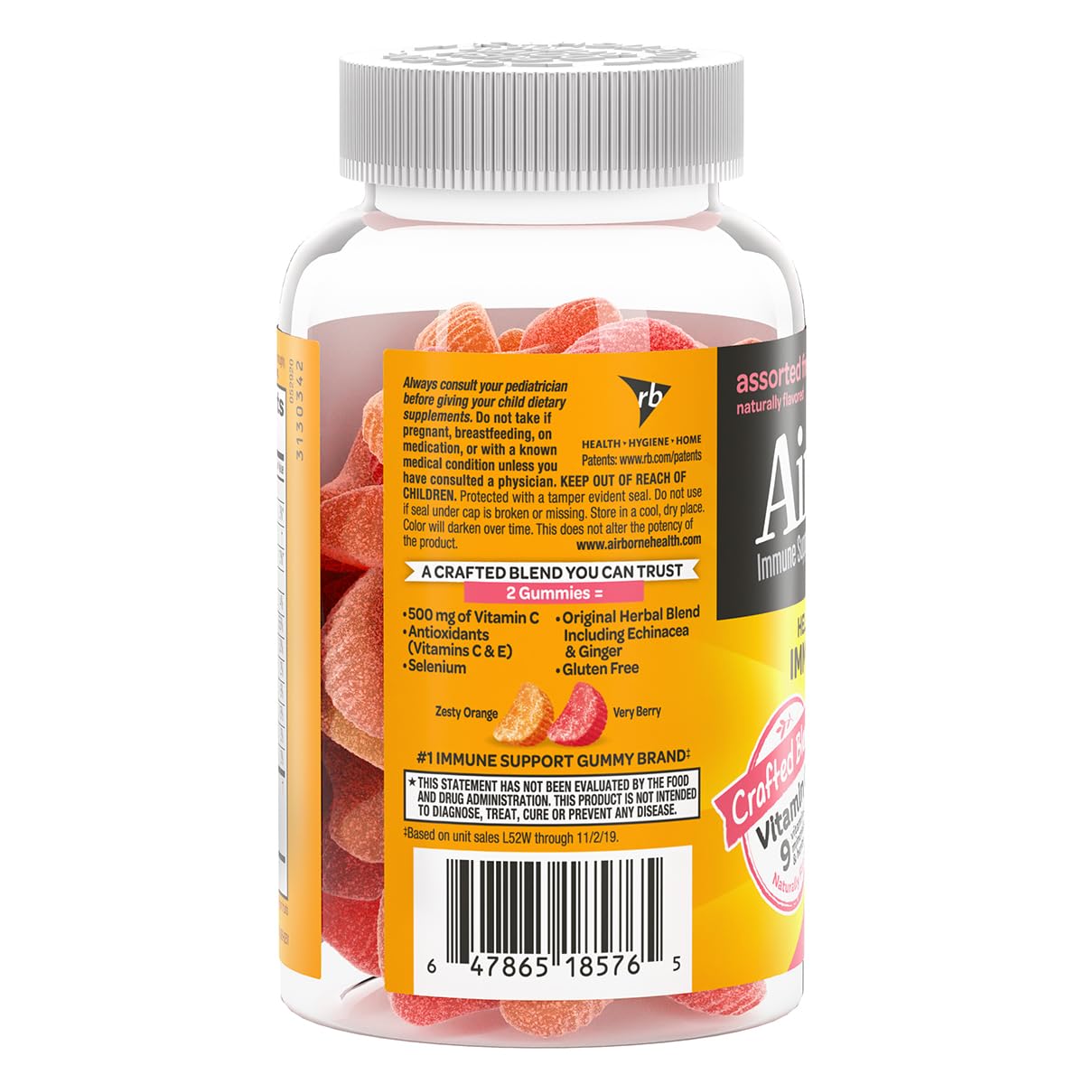 Vitaminas y minerales en gominolas Airborne sabor fruta para niños
