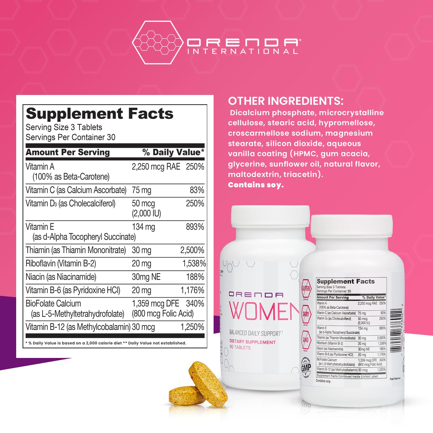vitaminas y minerales para mujeres orenda