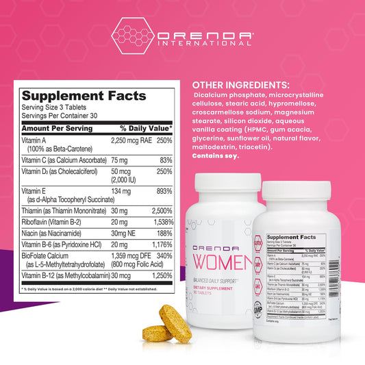 vitaminas y minerales para mujeres orenda