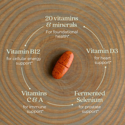 Vitaminas y minerales en un suplemento