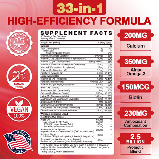 Vitaminas mujeres con enzimas y probióticos para salud general