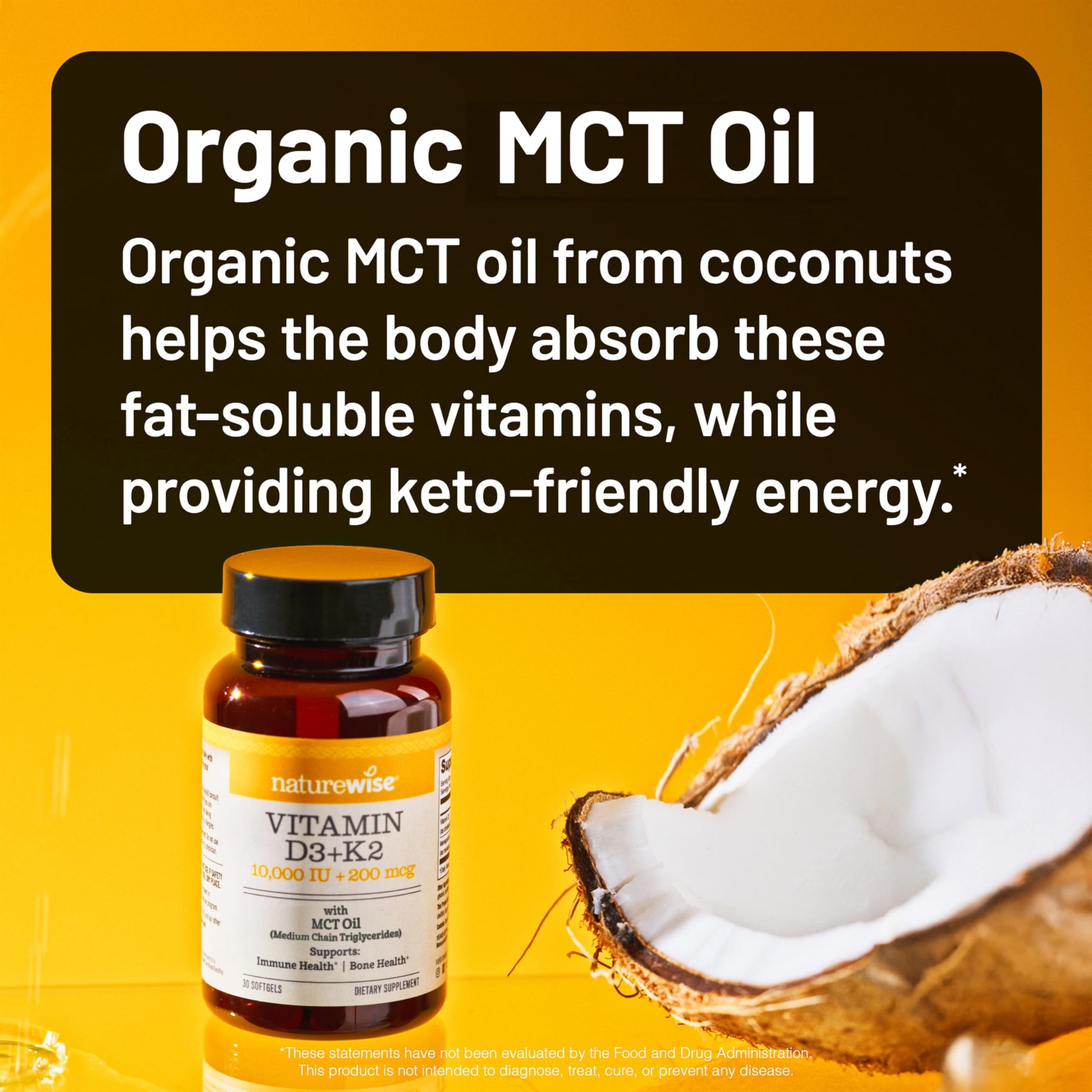 Vitaminas naturaleza compleja d3 k2 con aceite mct vegano 90 cápsulas