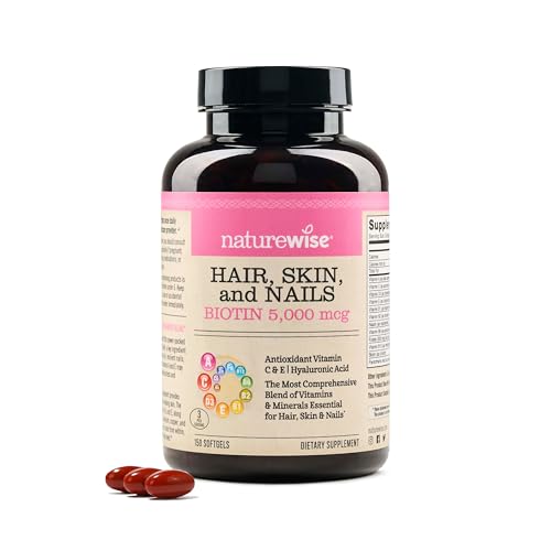 Vitaminas NatureWise para cabello piel uñas con biotina rosa