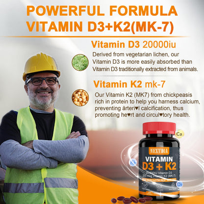 Vitaminas Nextdia D3 20000IU y K2 con gominolas y softgel