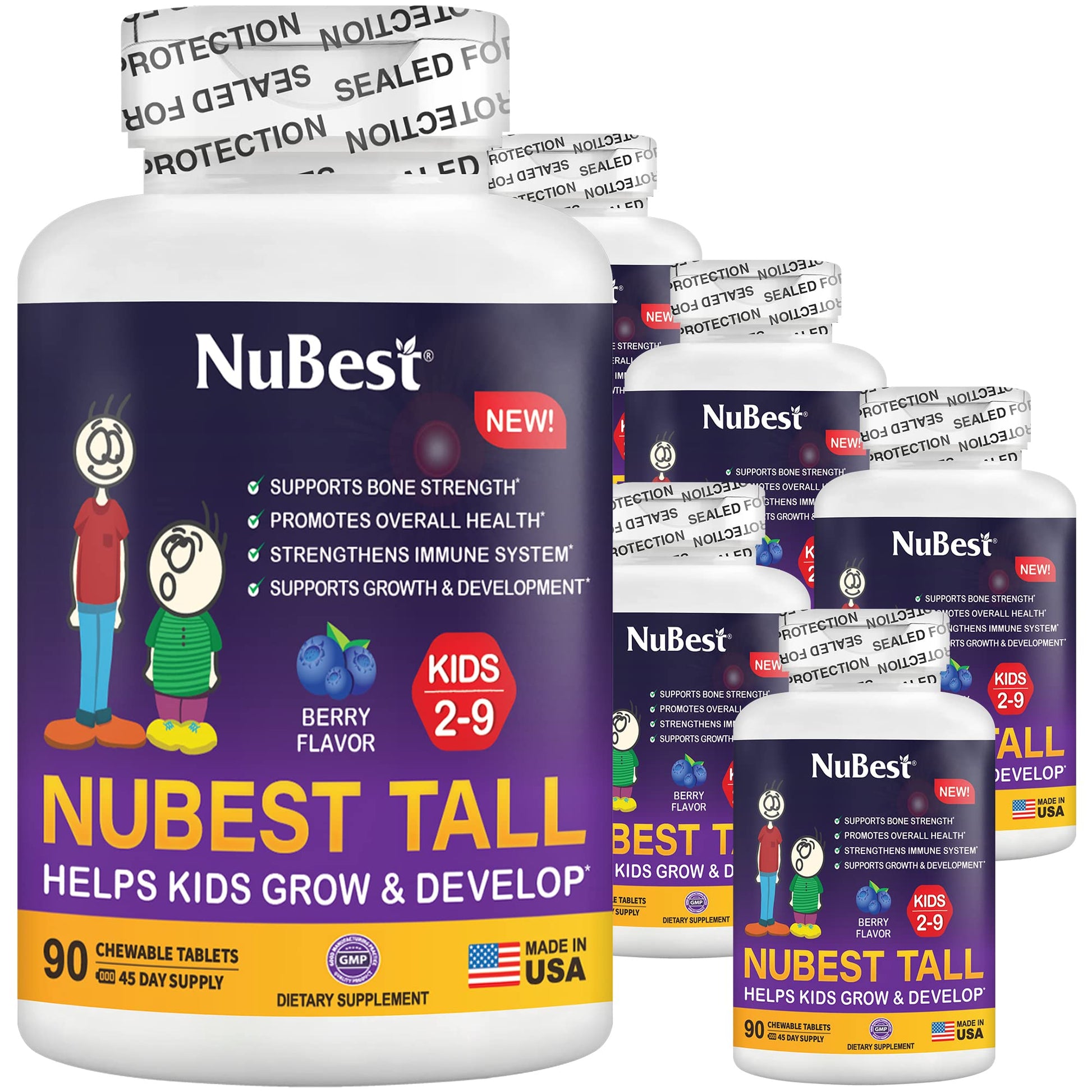 Paquete de vitaminas NuBest Tall Kids crecimientos saludables niños