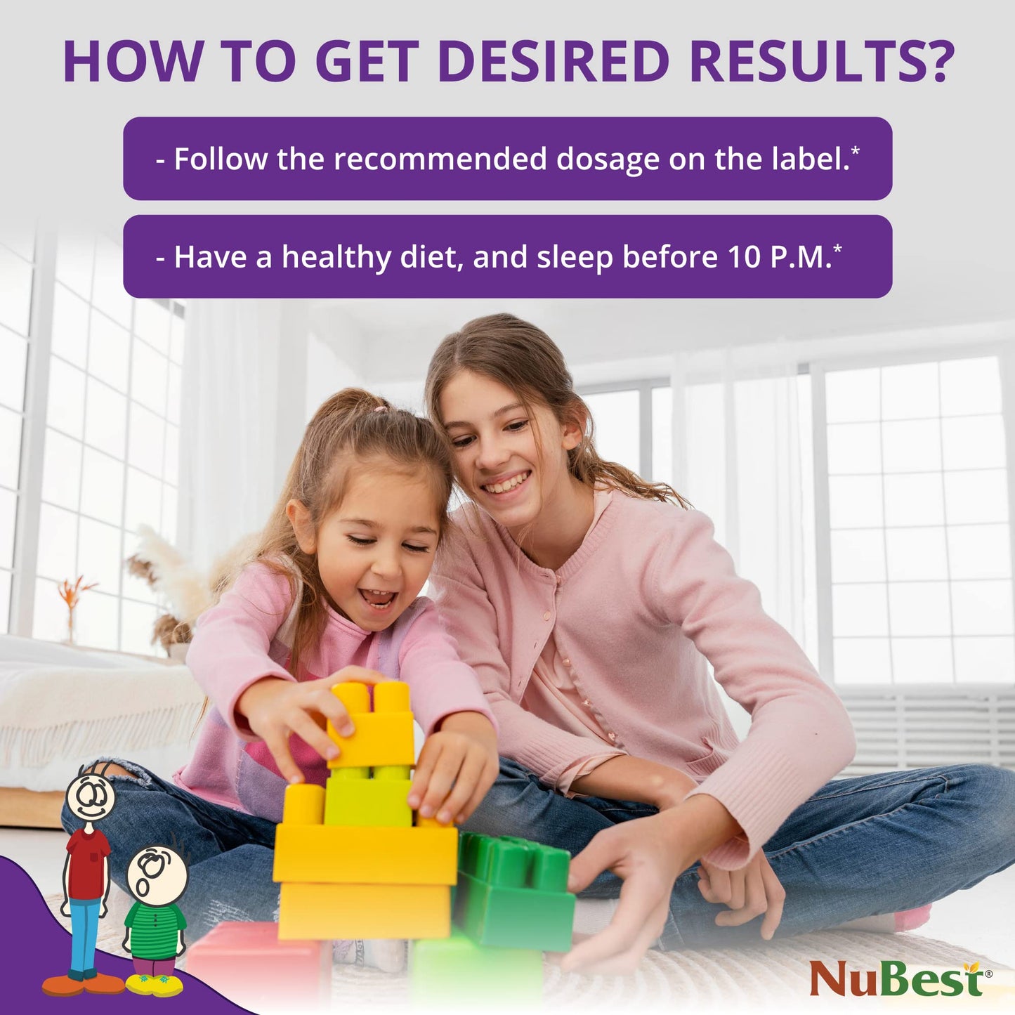 Vitaminas NuBest Tall Kids frasco y tabletas