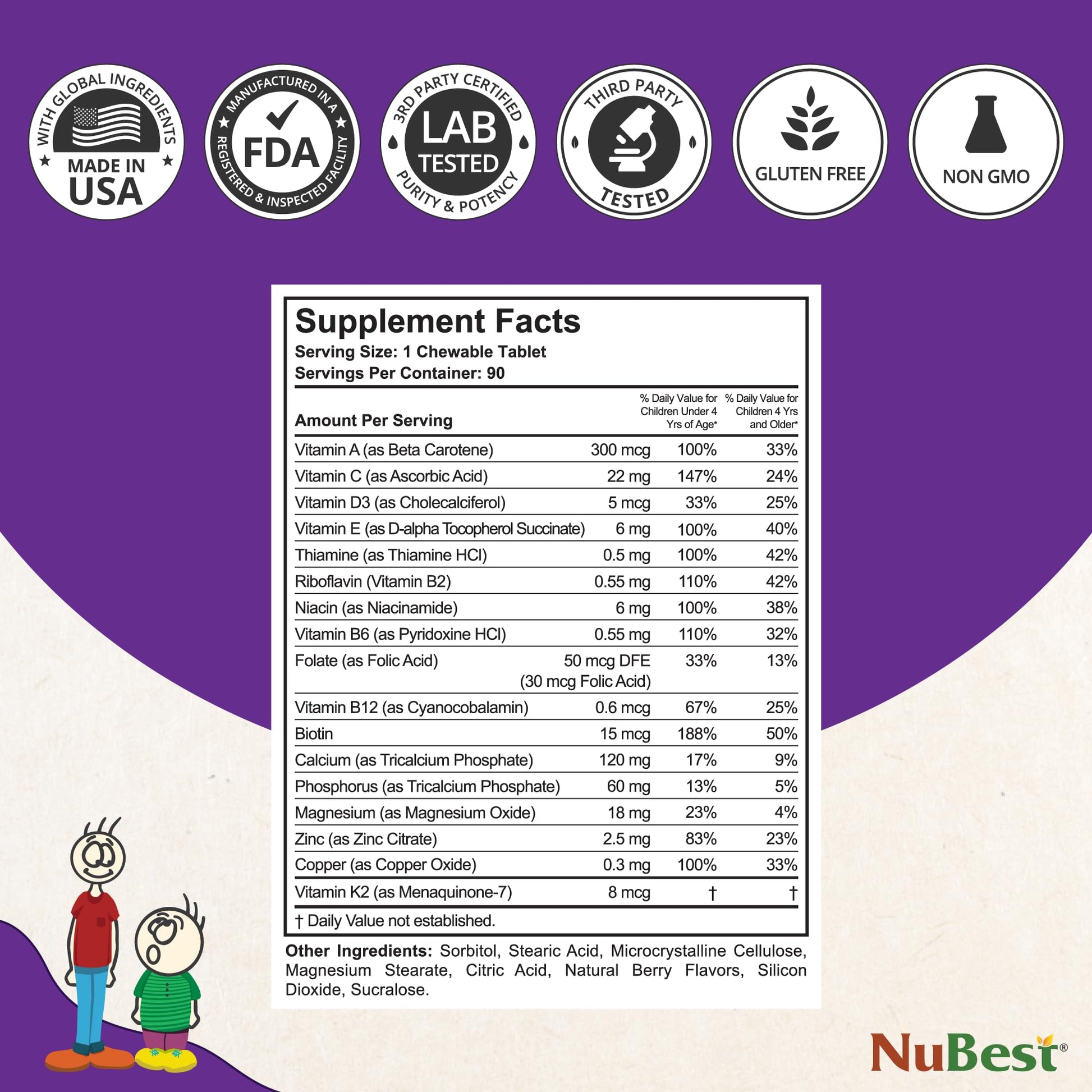 Vitaminas NuBest Tall Kids multivitaminas y minerales para niños