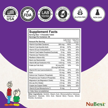 Vitaminas NuBest Tall Kids multivitaminas y minerales para niños