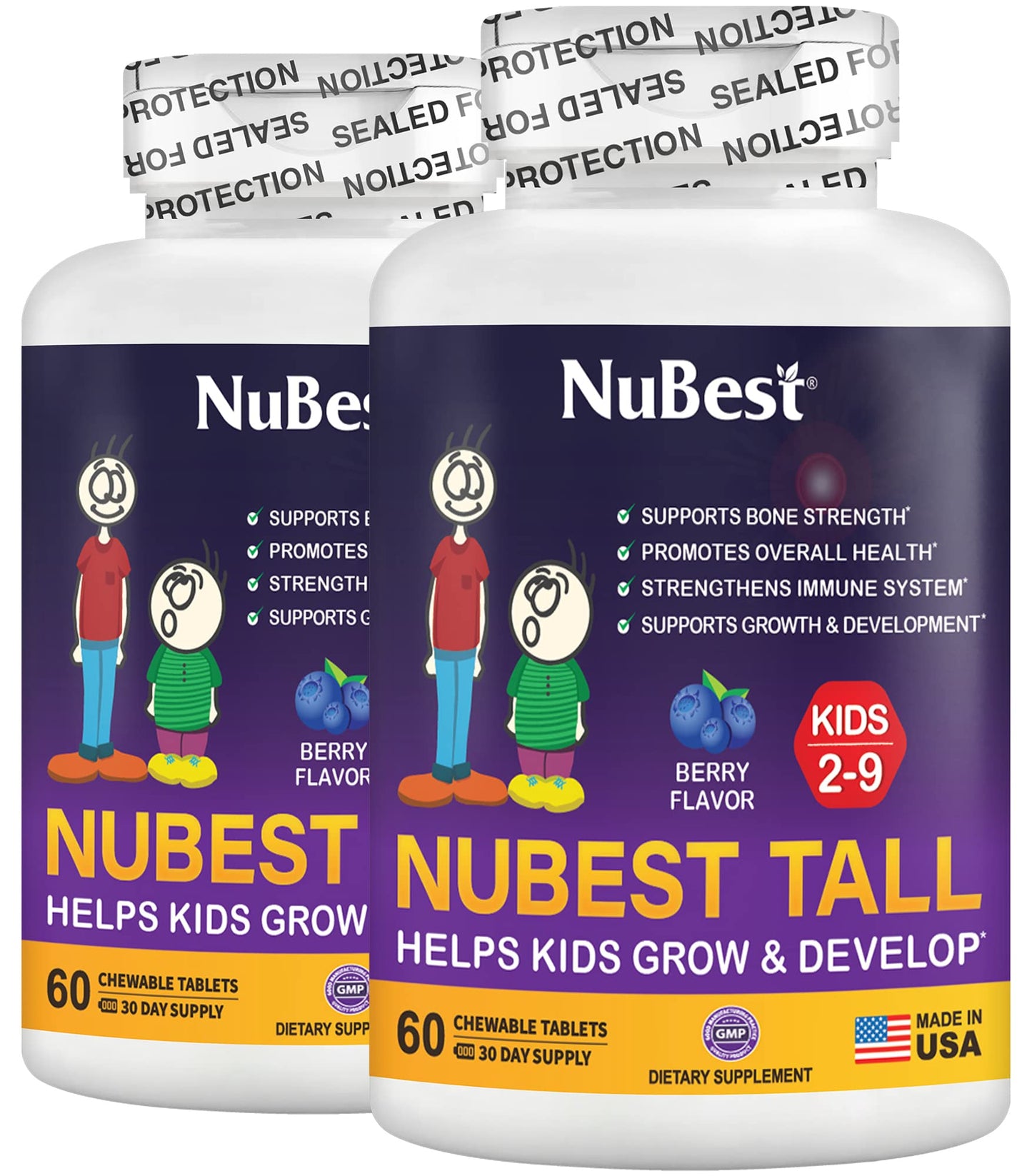 Vitaminas NuBest Tall Kids tabletas masticables sabor berries para niños