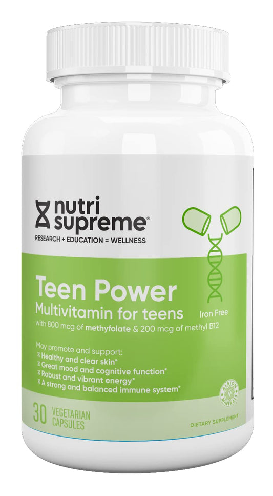 Frasco de vitaminas Nutri Supreme para adolescentes de 30 cápsulas