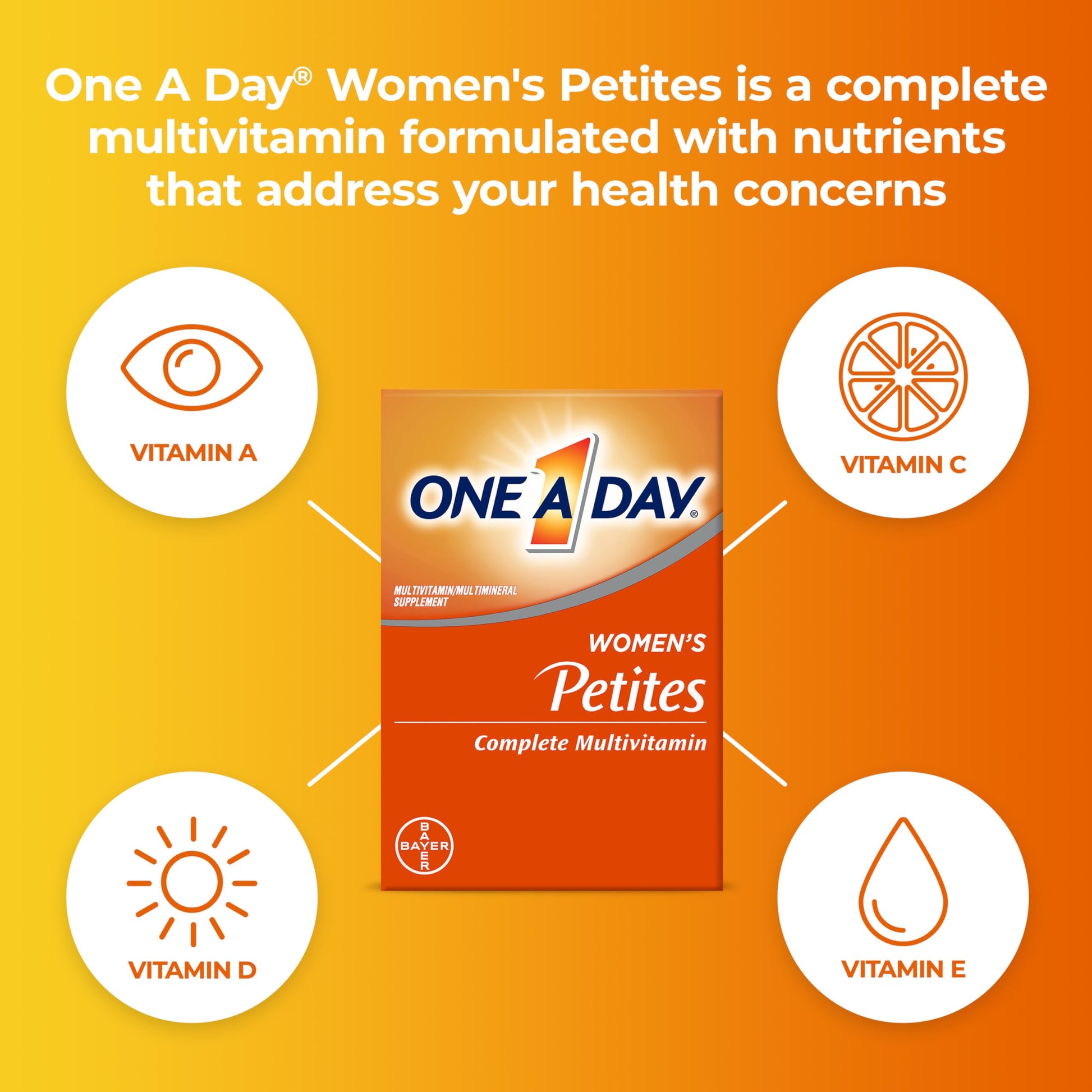 Vitaminas incluidas en One A Day Mujeres Petites Multivitaminas.