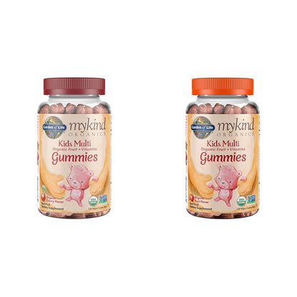 Frascos de vitaminas masticables orgánicas para niños sabor cereza y fruta