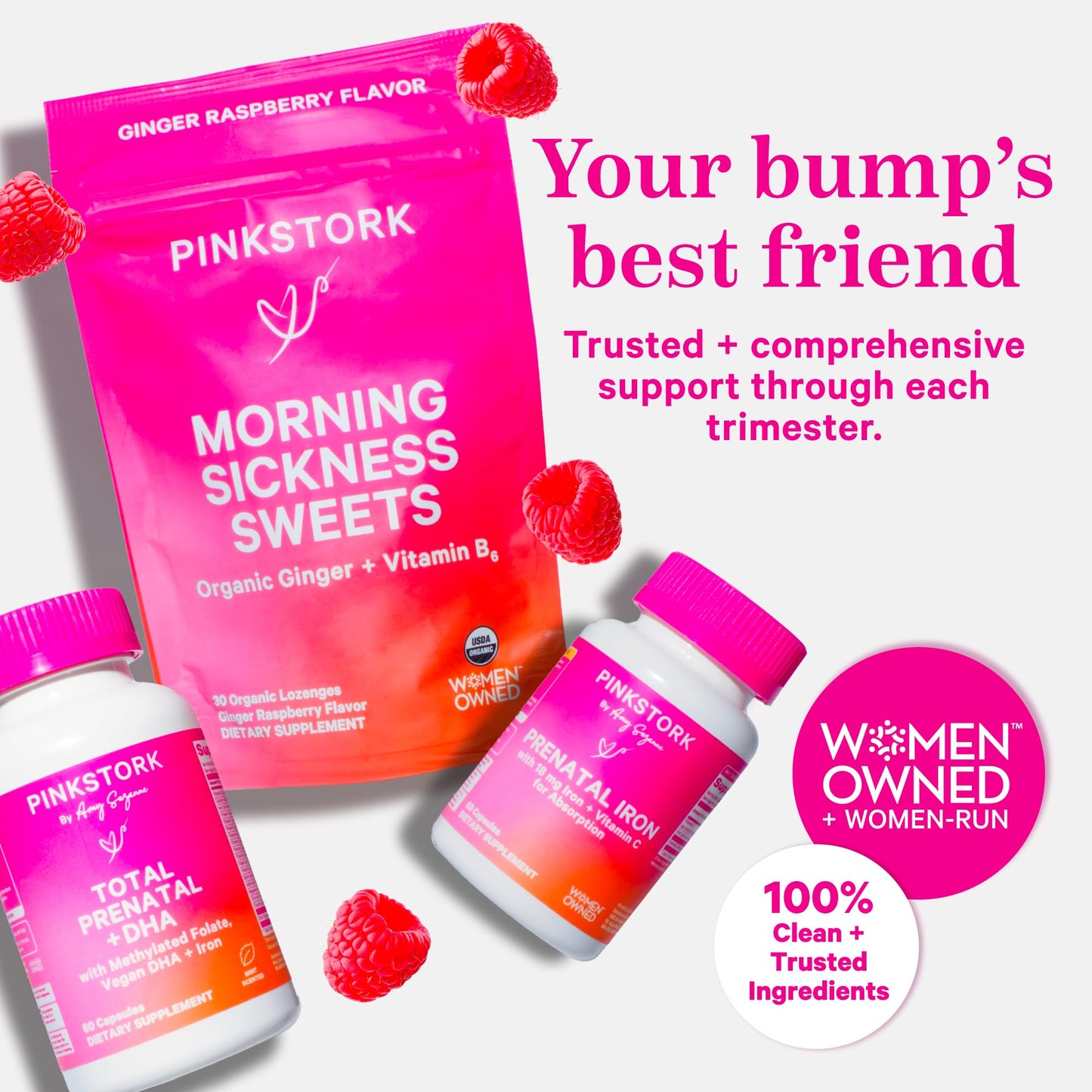 Vitaminas para embarazo completo Pink Stork DHA folato