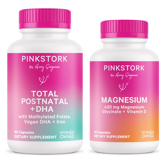 Vitaminas postnatales Pink Stork polvo sabor baya frasco